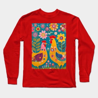 Two Painted Chickens Long Sleeve T-Shirt